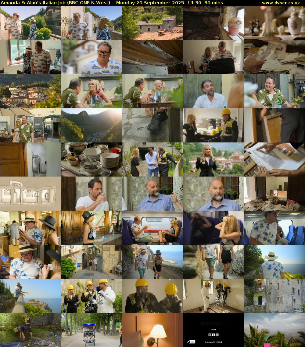 Amanda & Alan's Italian Job (BBC ONE N West) Monday 29 September 2025 14:30 - 15:00