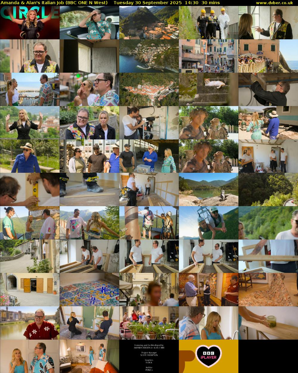 Amanda & Alan's Italian Job (BBC ONE N West) Tuesday 30 September 2025 14:30 - 15:00