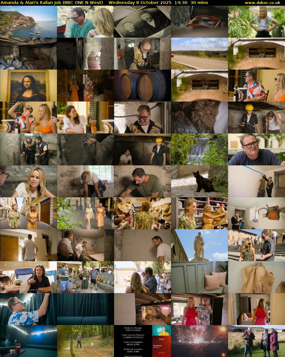 Amanda & Alan's Italian Job (BBC ONE N West) Wednesday 8 October 2025 14:30 - 15:00