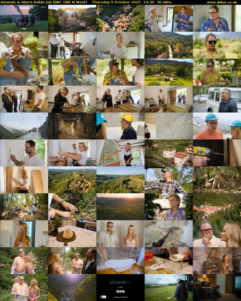 Amanda & Alan's Italian Job (BBC ONE N West) Thursday 9 October 2025 14:30 - 15:00