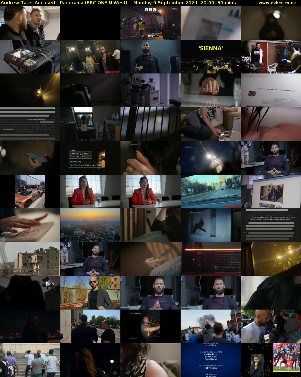 Andrew Tate: Accused - Panorama (BBC ONE N West) Monday 9 September 2024 20:00 - 20:30