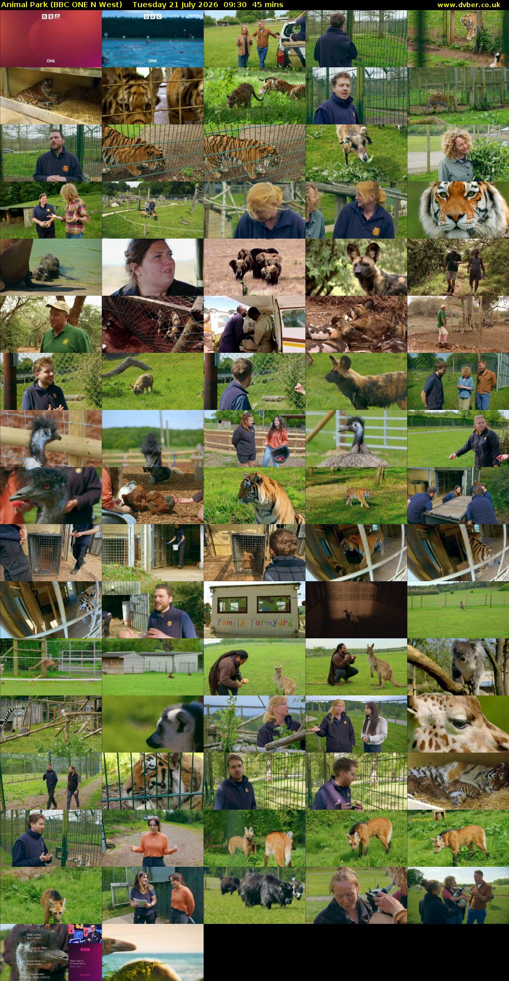 Animal Park (BBC ONE N West) Tuesday 21 July 2026 09:30 - 10:15