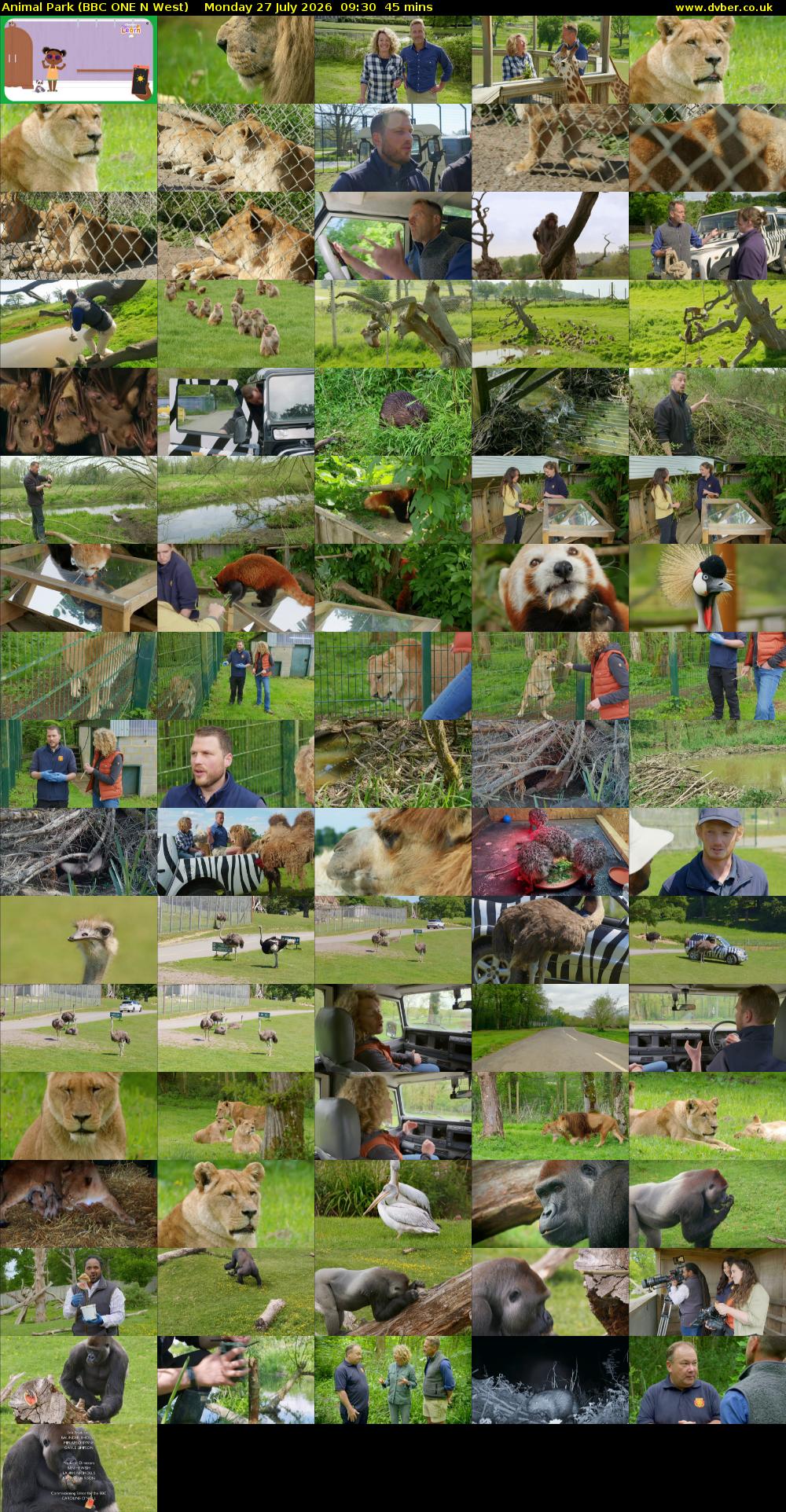Animal Park (BBC ONE N West) Monday 27 July 2026 09:30 - 10:15