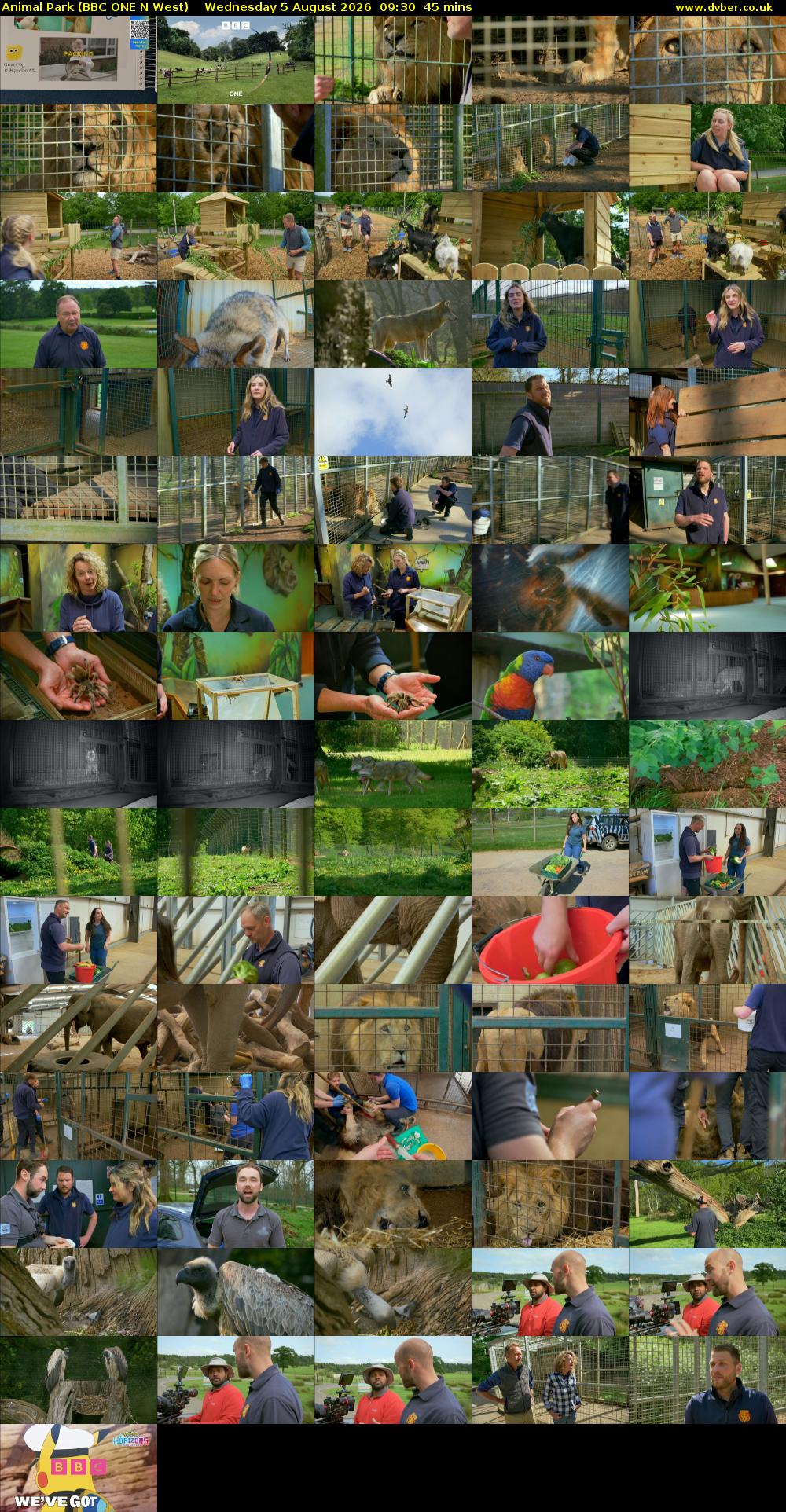 Animal Park (BBC ONE N West) Wednesday 5 August 2026 09:30 - 10:15