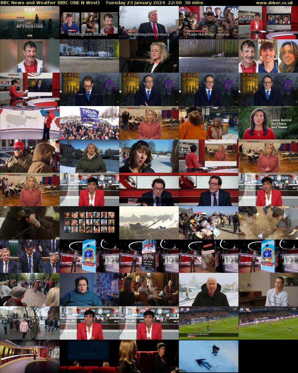 BBC News and Weather (BBC ONE N West) Tuesday 23 January 2024 22:00 - 22:30