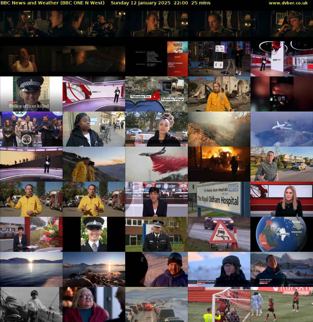 BBC News and Weather (BBC ONE N West) Sunday 12 January 2025 22:00 - 22:25