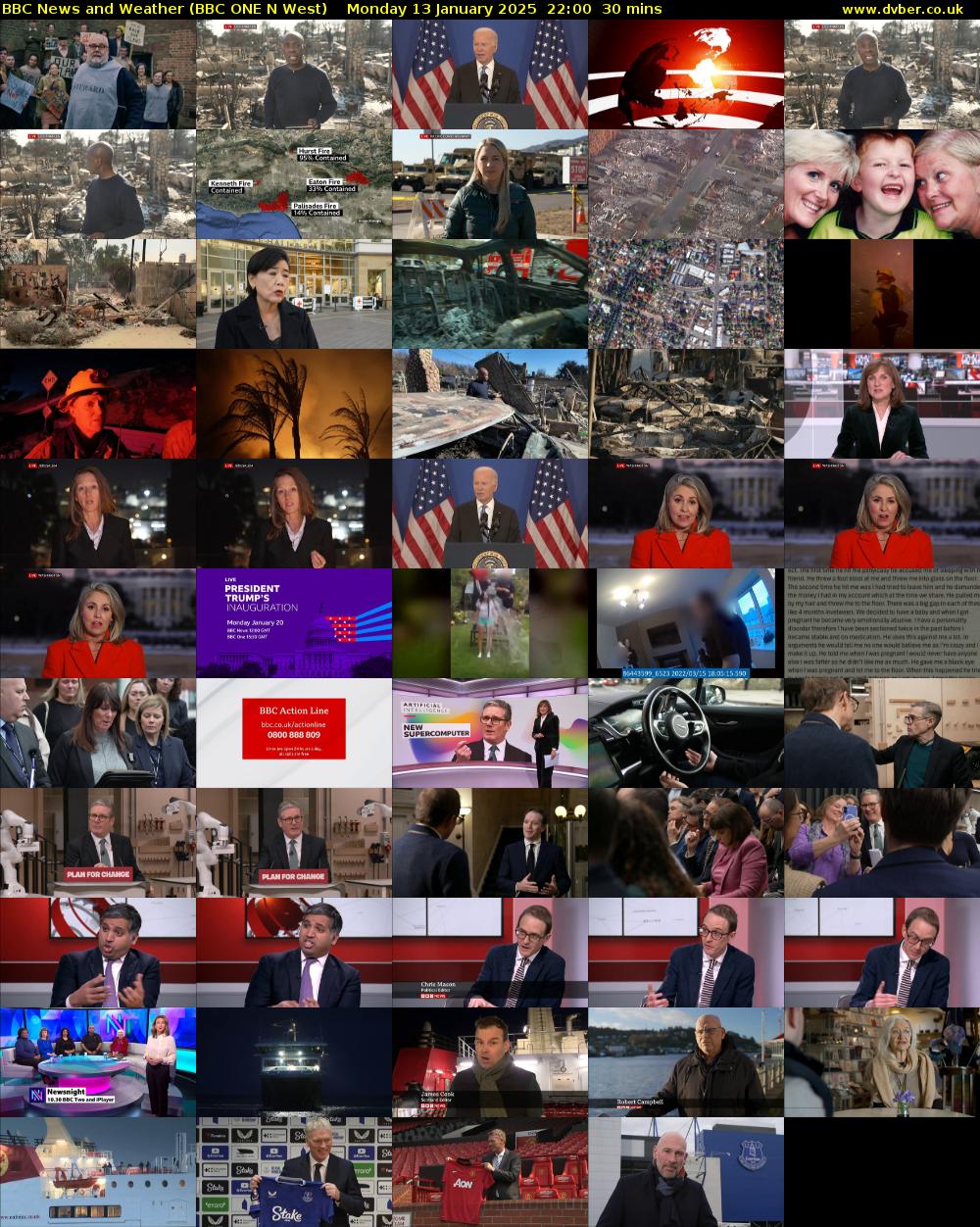 BBC News and Weather (BBC ONE N West) Monday 13 January 2025 22:00 - 22:30