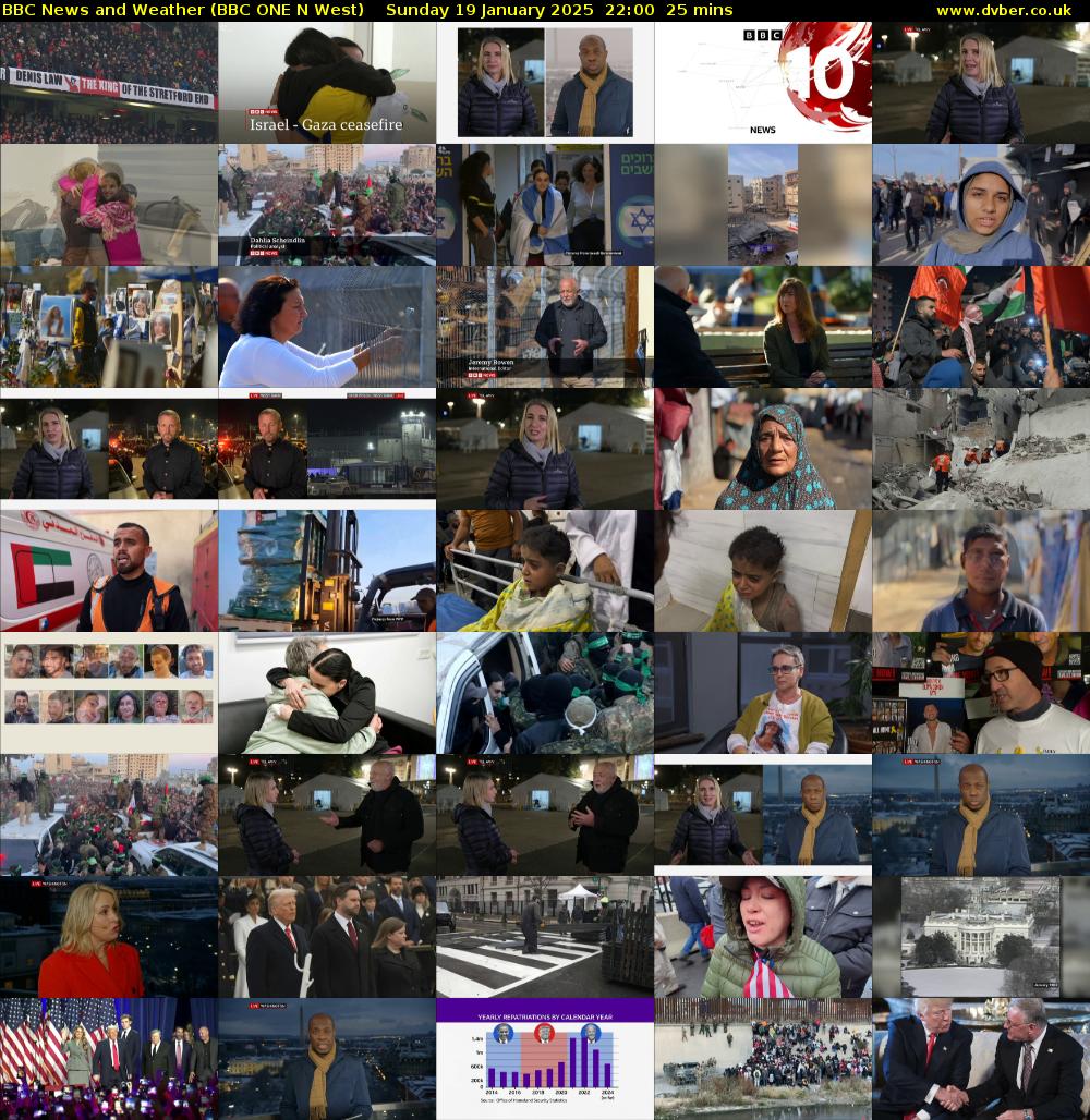 BBC News and Weather (BBC ONE N West) Sunday 19 January 2025 22:00 - 22:25