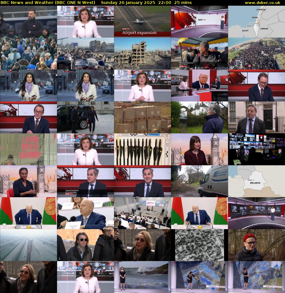 BBC News and Weather (BBC ONE N West) Sunday 26 January 2025 22:00 - 22:25