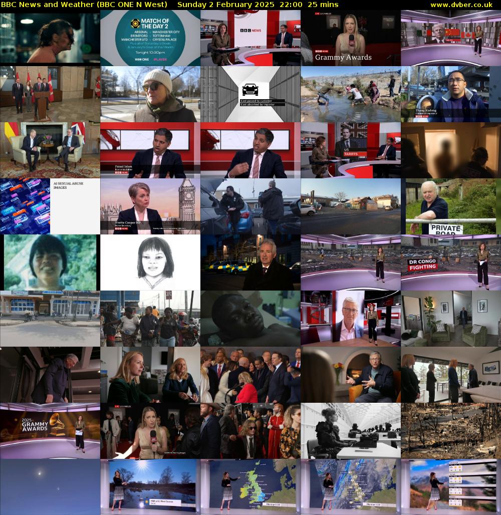 BBC News and Weather (BBC ONE N West) Sunday 2 February 2025 22:00 - 22:25