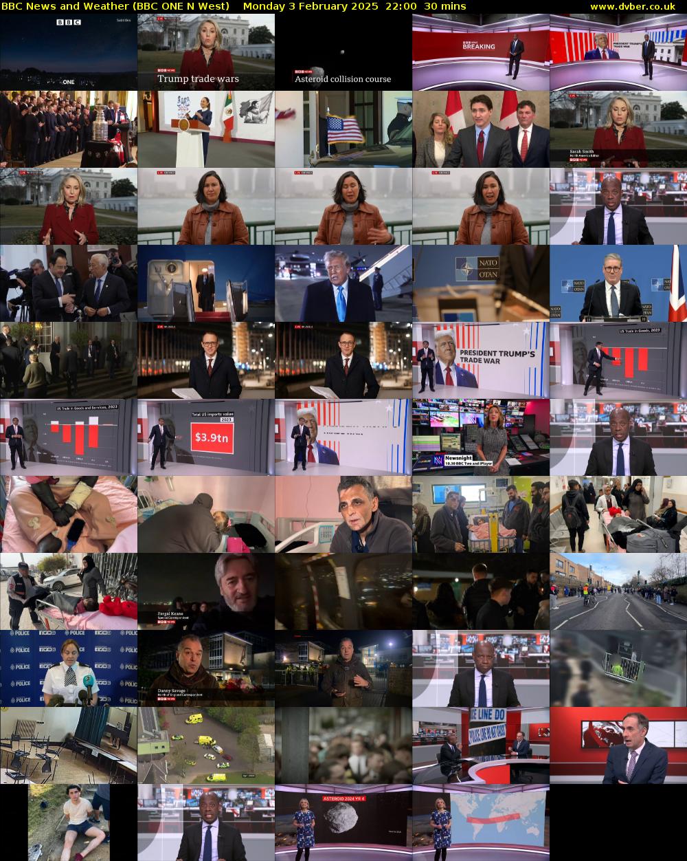 BBC News and Weather (BBC ONE N West) Monday 3 February 2025 22:00 - 22:30
