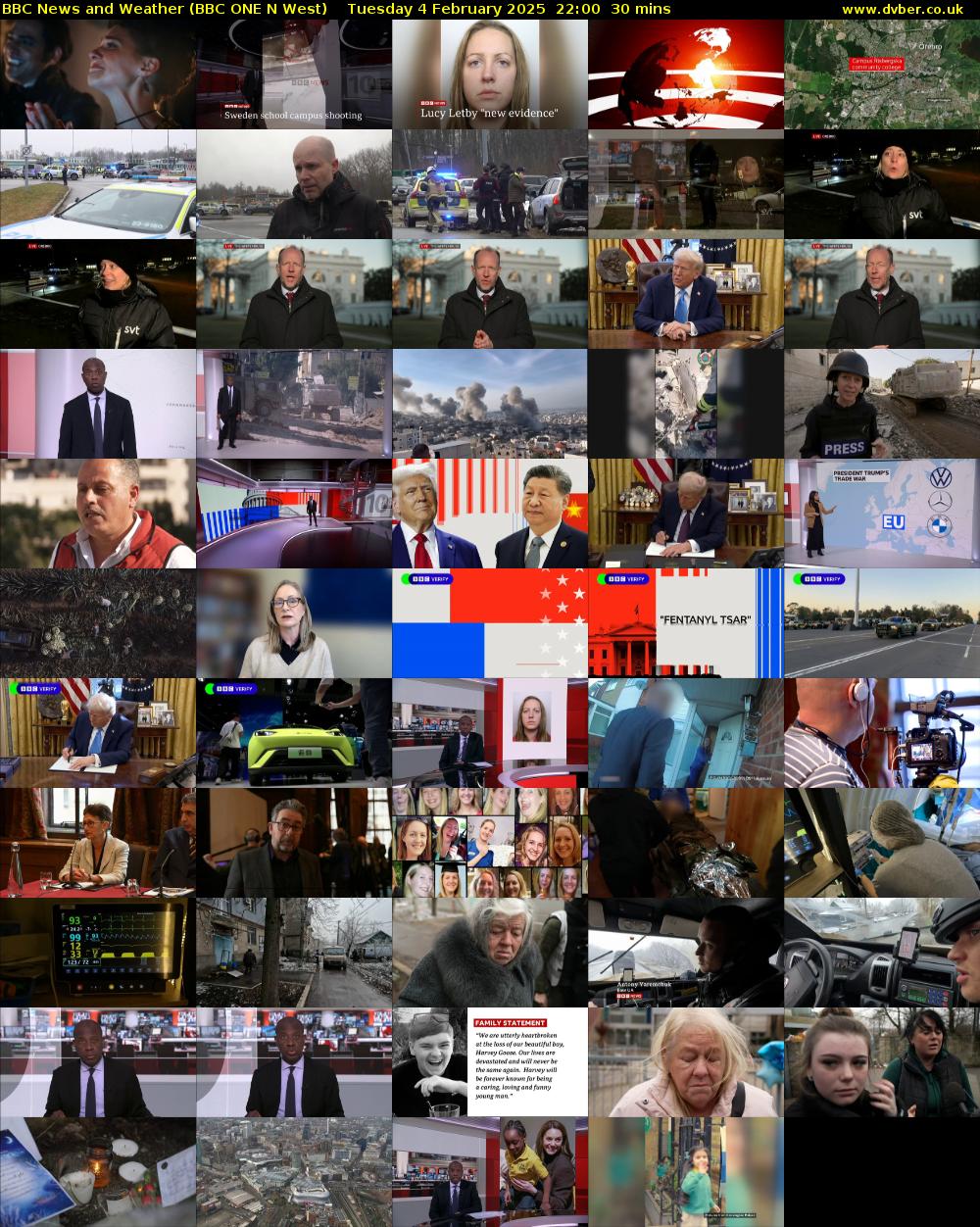 BBC News and Weather (BBC ONE N West) Tuesday 4 February 2025 22:00 - 22:30