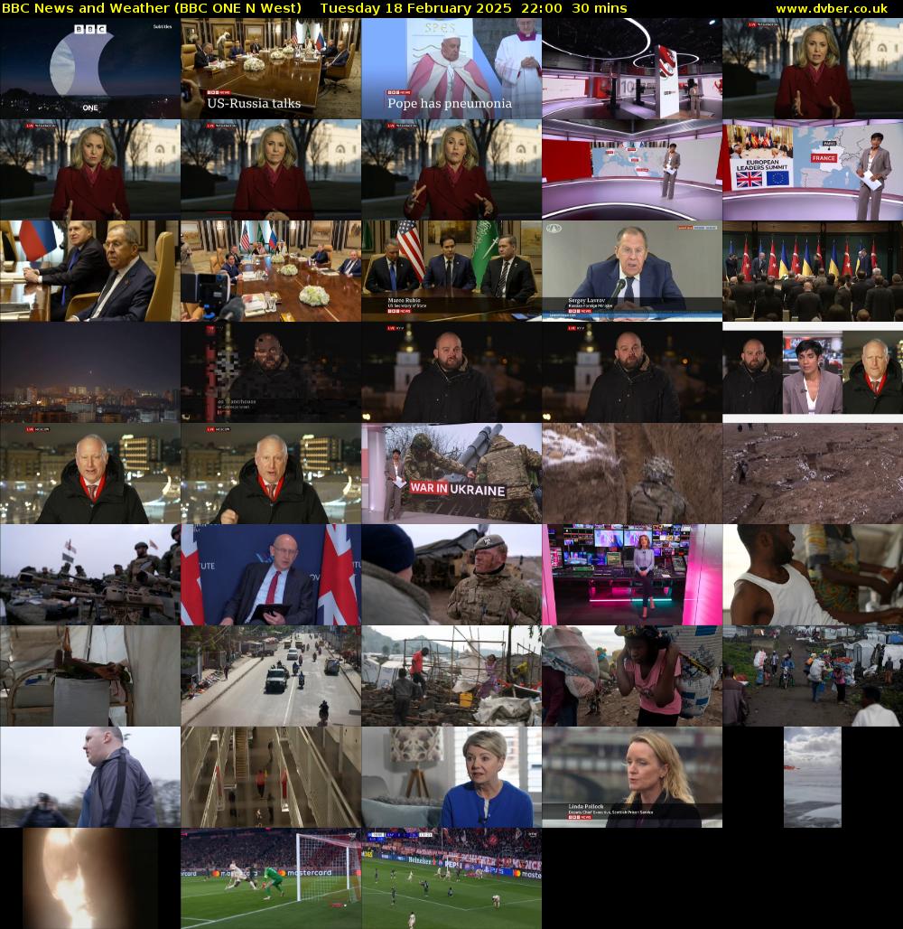 BBC News and Weather (BBC ONE N West) Tuesday 18 February 2025 22:00 - 22:30