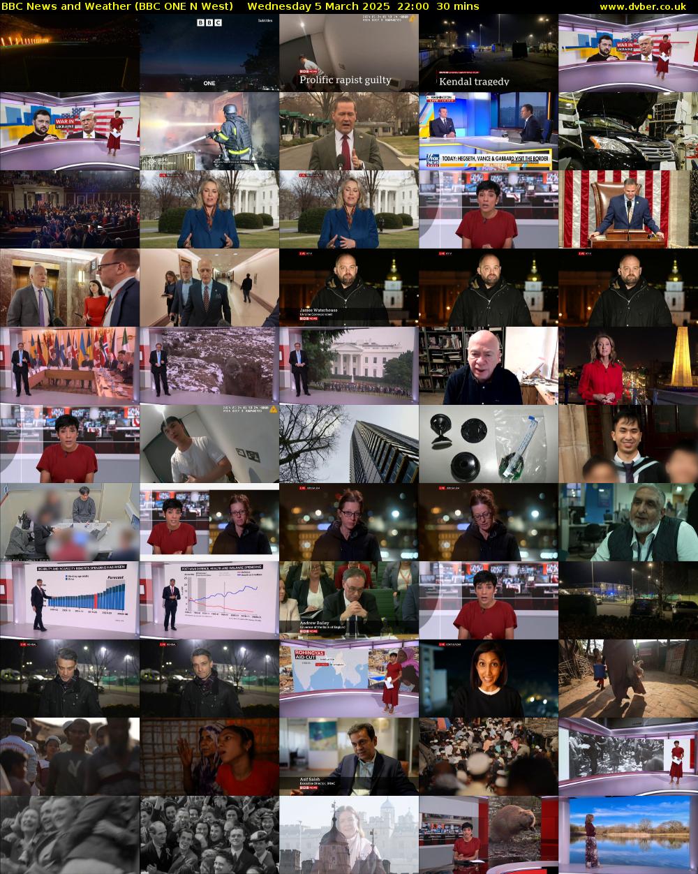 BBC News and Weather (BBC ONE N West) Wednesday 5 March 2025 22:00 - 22:30