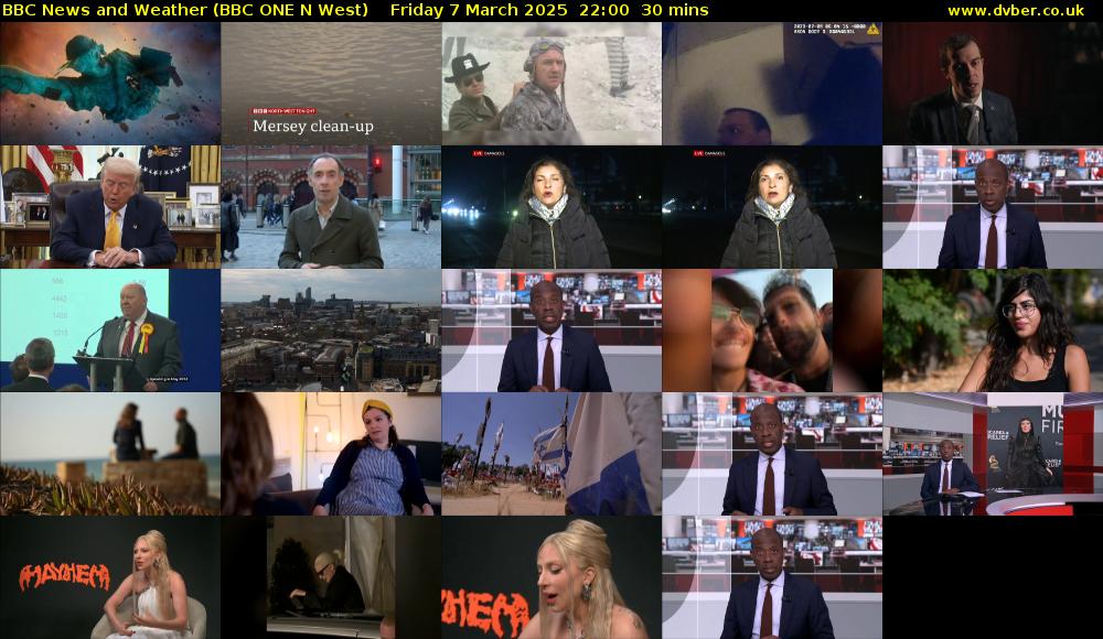 BBC News and Weather (BBC ONE N West) Friday 7 March 2025 22:00 - 22:30