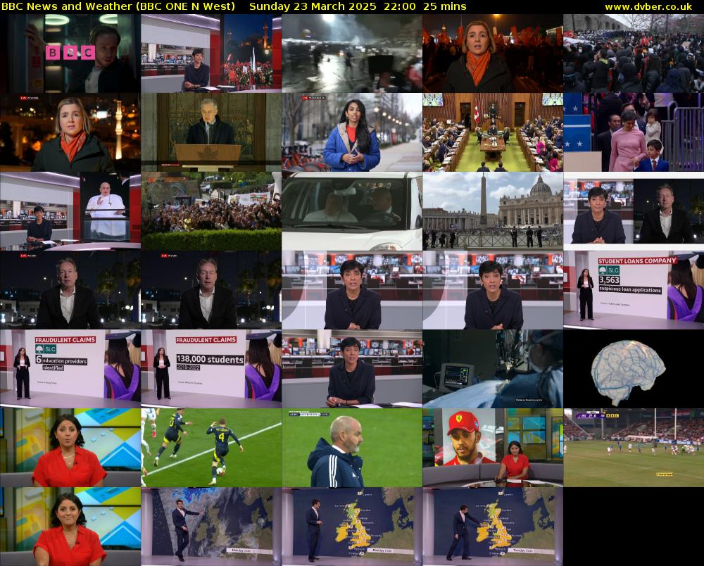 BBC News and Weather (BBC ONE N West) Sunday 23 March 2025 22:00 - 22:25