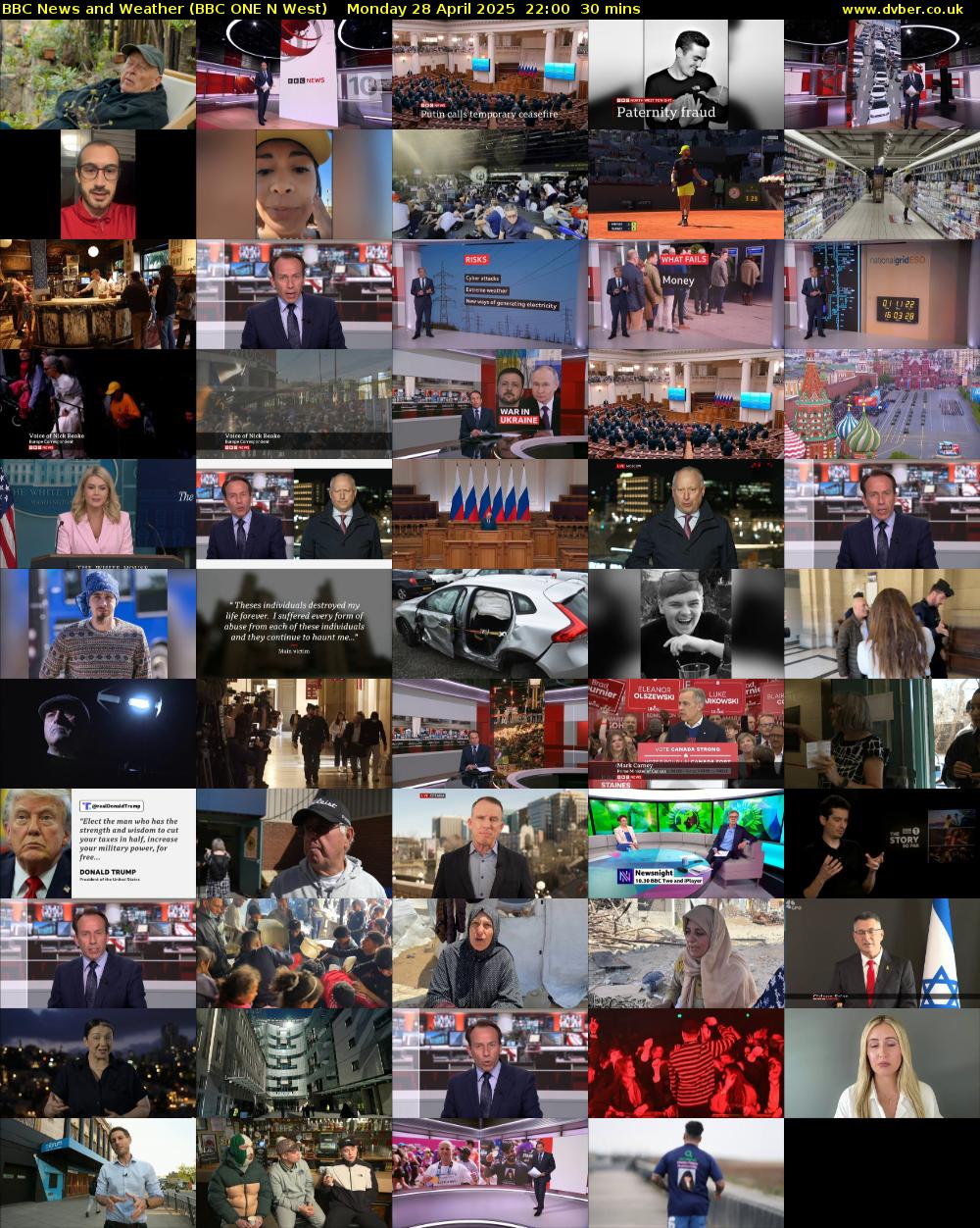 BBC News and Weather (BBC ONE N West) Monday 28 April 2025 22:00 - 22:30