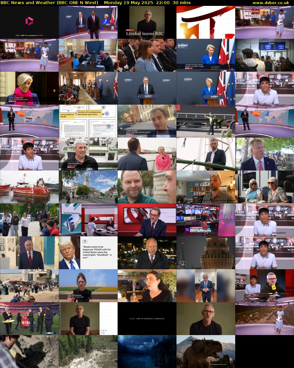 BBC News and Weather (BBC ONE N West) Monday 19 May 2025 22:00 - 22:30