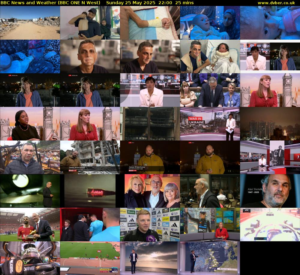 BBC News and Weather (BBC ONE N West) Sunday 25 May 2025 22:00 - 22:25