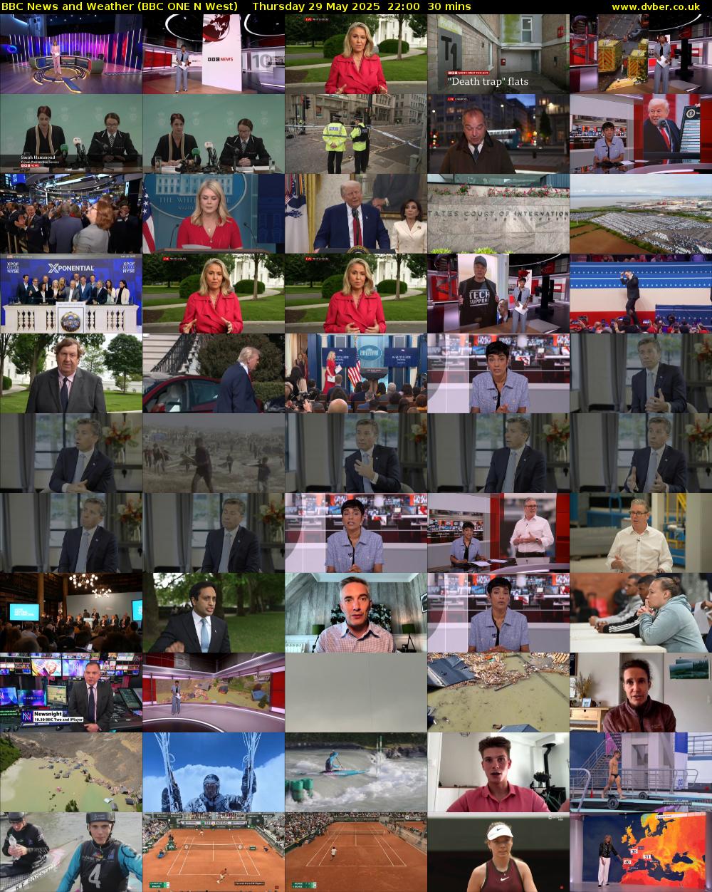 BBC News and Weather (BBC ONE N West) Thursday 29 May 2025 22:00 - 22:30
