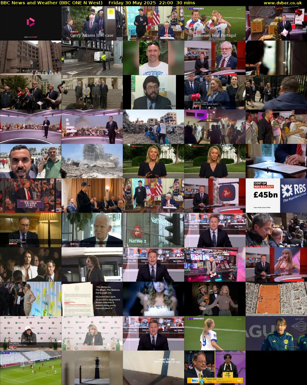 BBC News and Weather (BBC ONE N West) Friday 30 May 2025 22:00 - 22:30