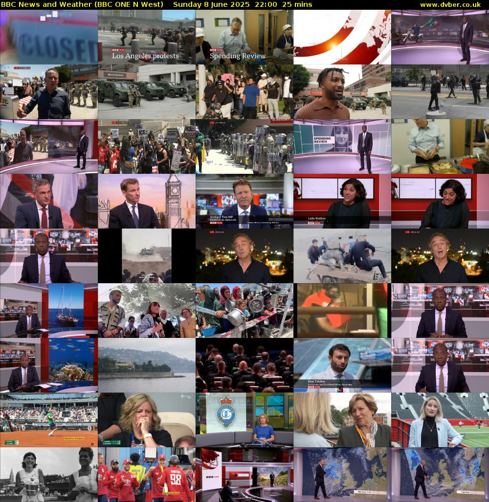 BBC News and Weather (BBC ONE N West) Sunday 8 June 2025 22:00 - 22:25