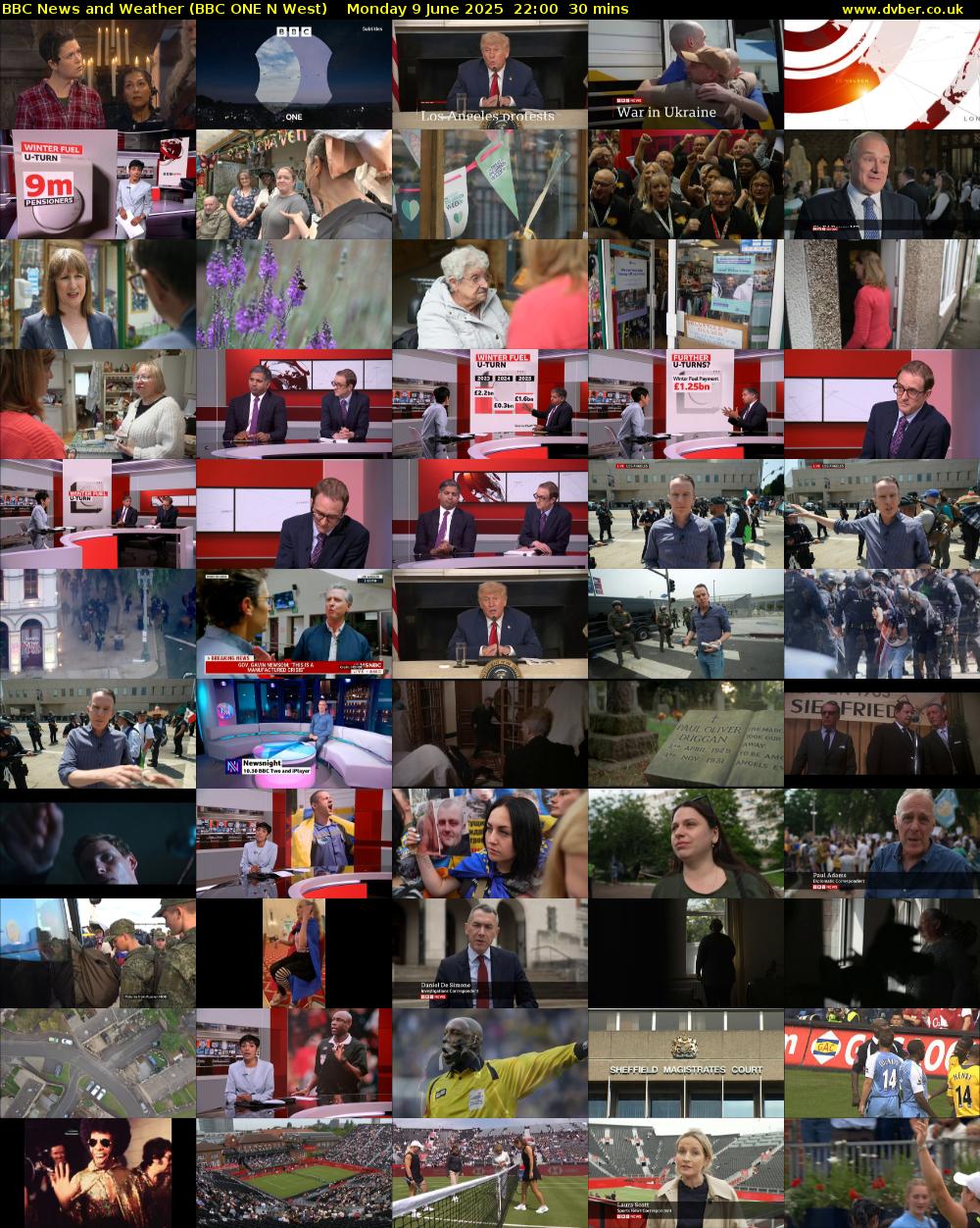 BBC News and Weather (BBC ONE N West) Monday 9 June 2025 22:00 - 22:30