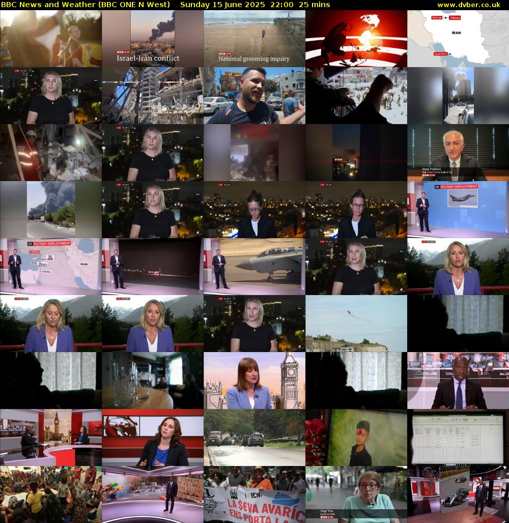 BBC News and Weather (BBC ONE N West) Sunday 15 June 2025 22:00 - 22:25