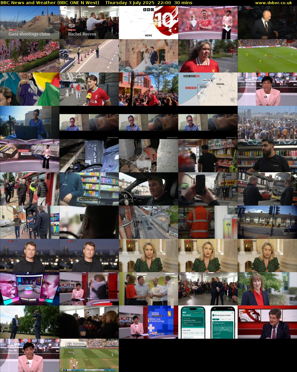BBC News and Weather (BBC ONE N West) Thursday 3 July 2025 22:00 - 22:30