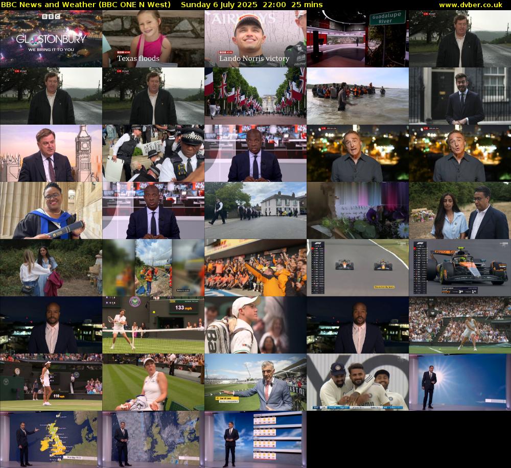 BBC News and Weather (BBC ONE N West) Sunday 6 July 2025 22:00 - 22:25
