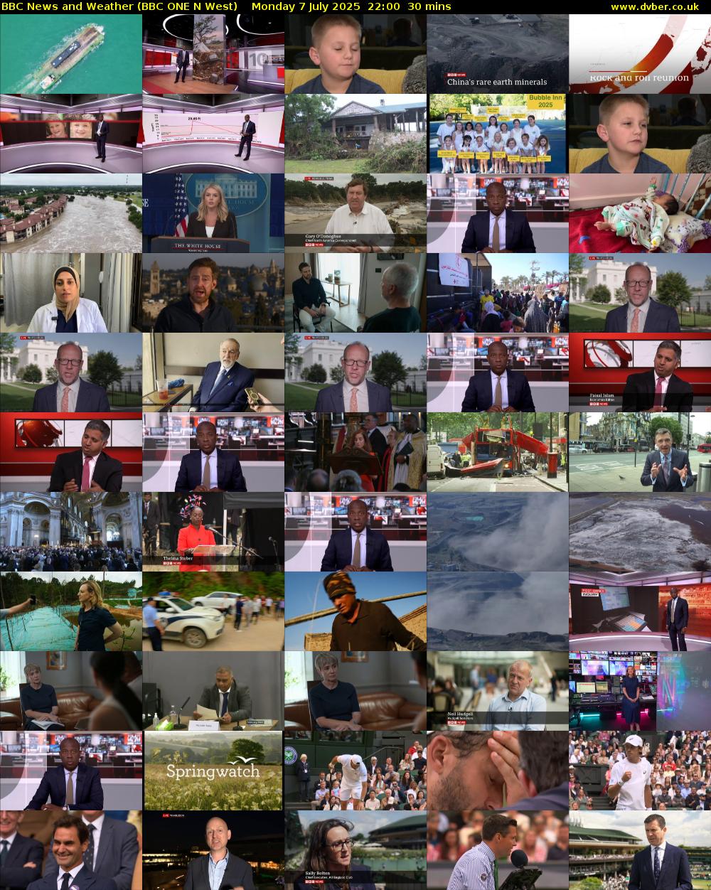 BBC News and Weather (BBC ONE N West) Monday 7 July 2025 22:00 - 22:30