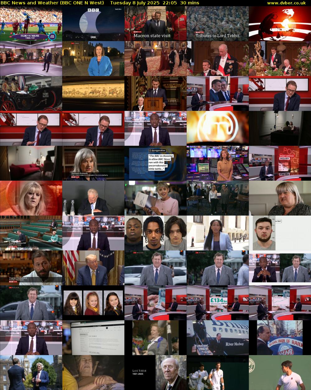 BBC News and Weather (BBC ONE N West) Tuesday 8 July 2025 22:05 - 22:35