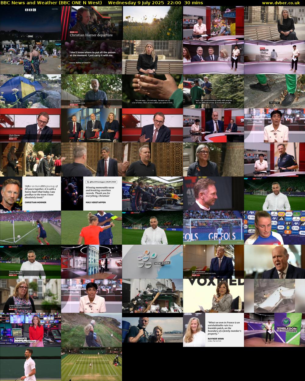 BBC News and Weather (BBC ONE N West) Wednesday 9 July 2025 22:00 - 22:30