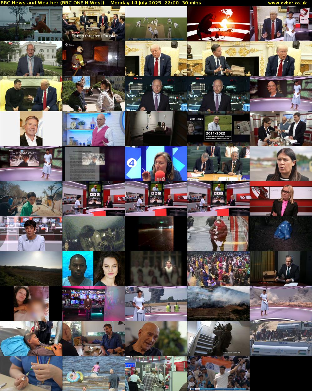 BBC News and Weather (BBC ONE N West) Monday 14 July 2025 22:00 - 22:30
