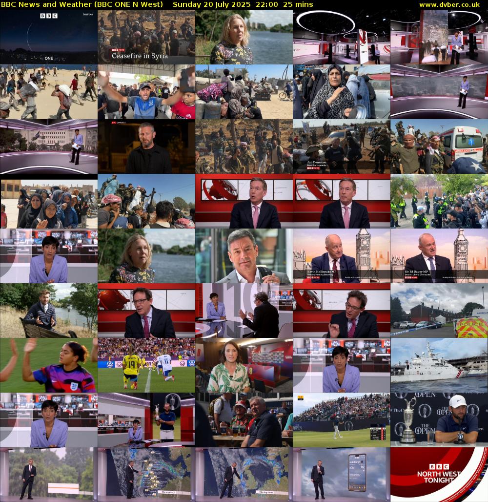 BBC News and Weather (BBC ONE N West) Sunday 20 July 2025 22:00 - 22:25