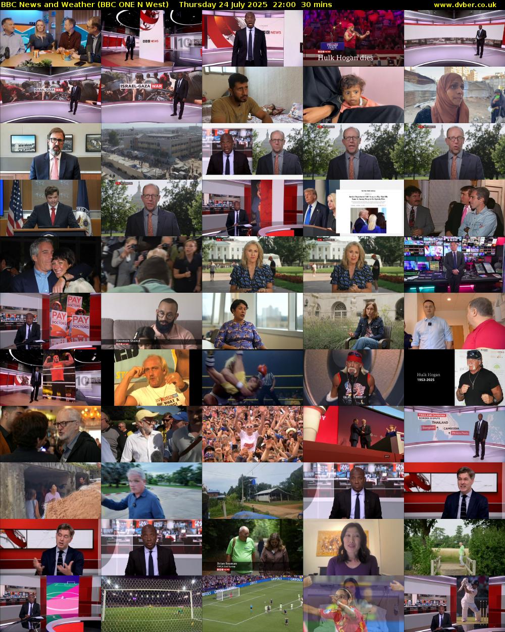 BBC News and Weather (BBC ONE N West) Thursday 24 July 2025 22:00 - 22:30