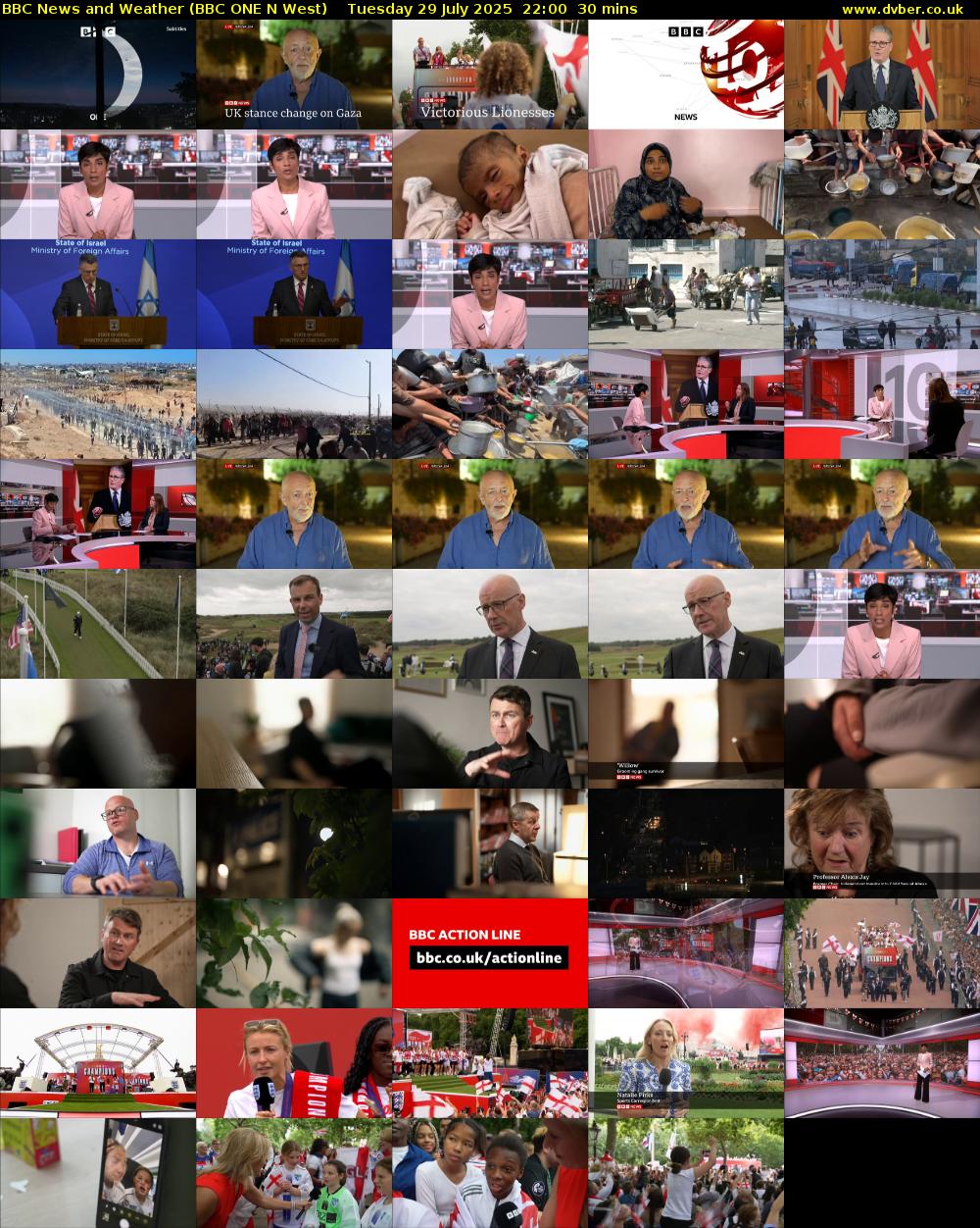 BBC News and Weather (BBC ONE N West) Tuesday 29 July 2025 22:00 - 22:30