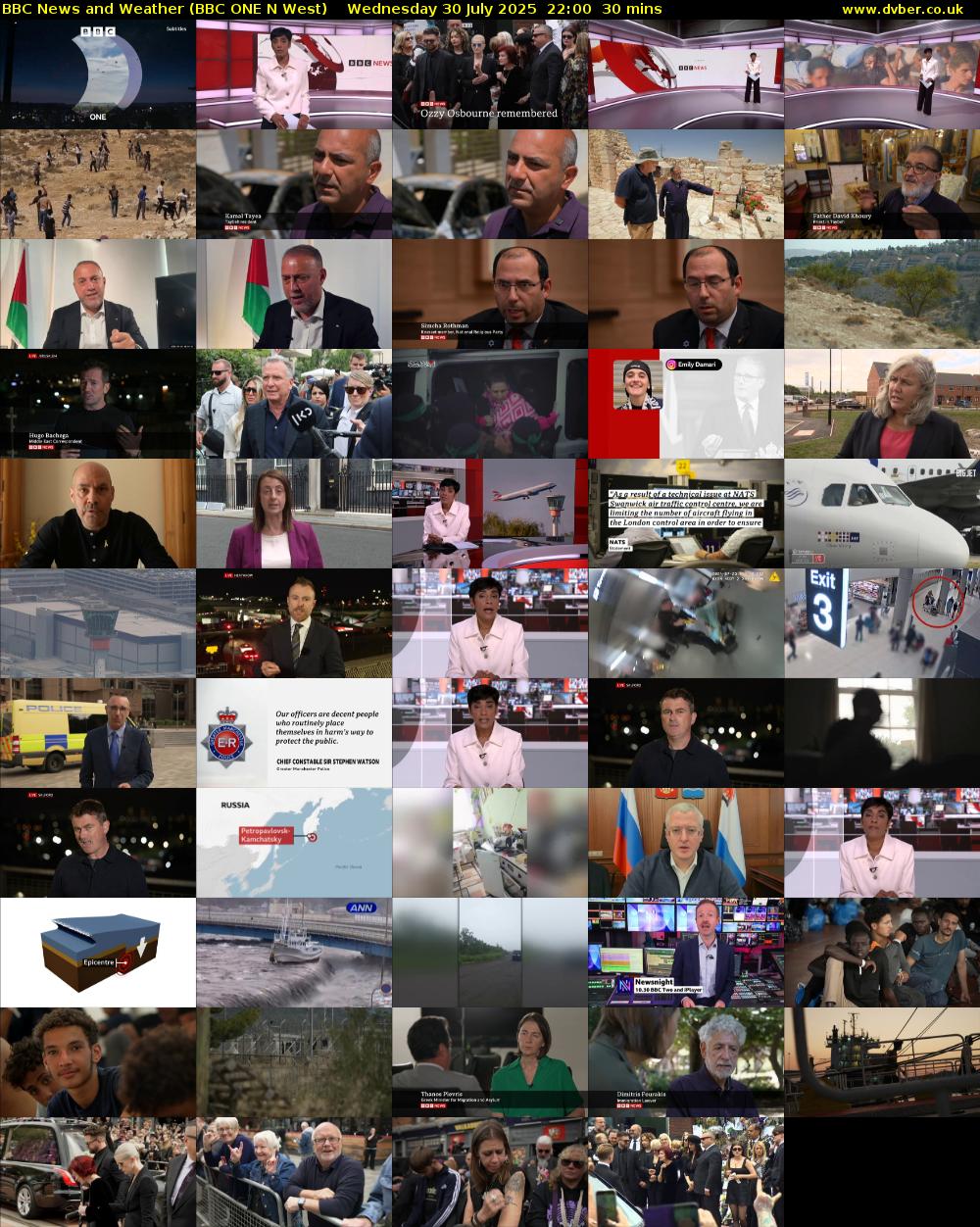 BBC News and Weather (BBC ONE N West) Wednesday 30 July 2025 22:00 - 22:30