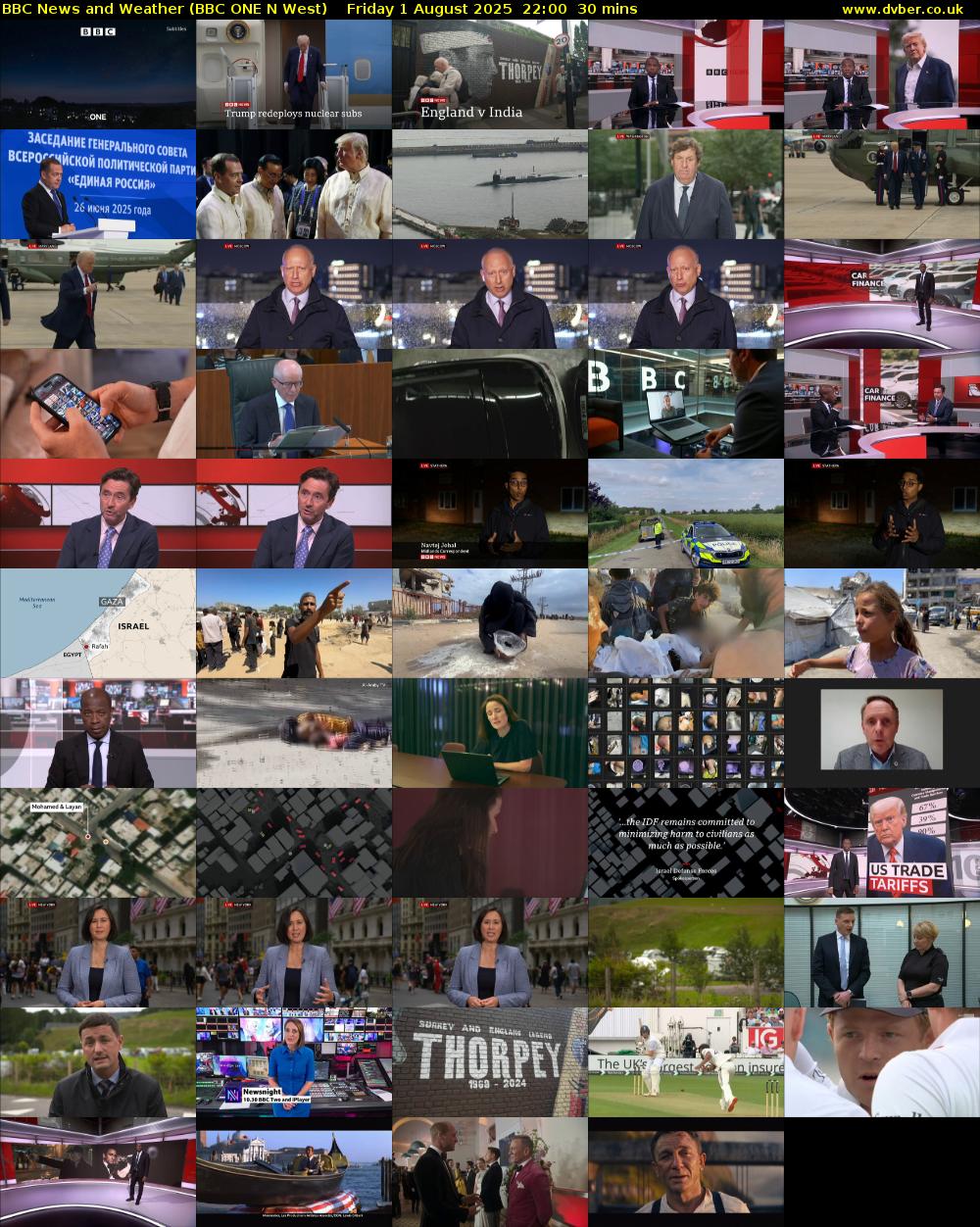 BBC News and Weather (BBC ONE N West) Friday 1 August 2025 22:00 - 22:30