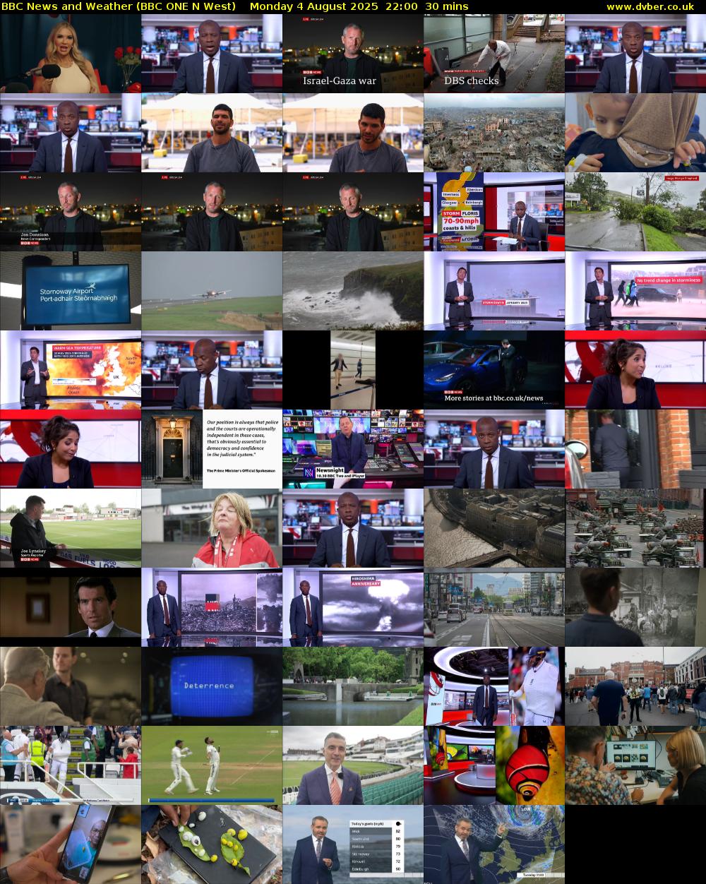 BBC News and Weather (BBC ONE N West) Monday 4 August 2025 22:00 - 22:30