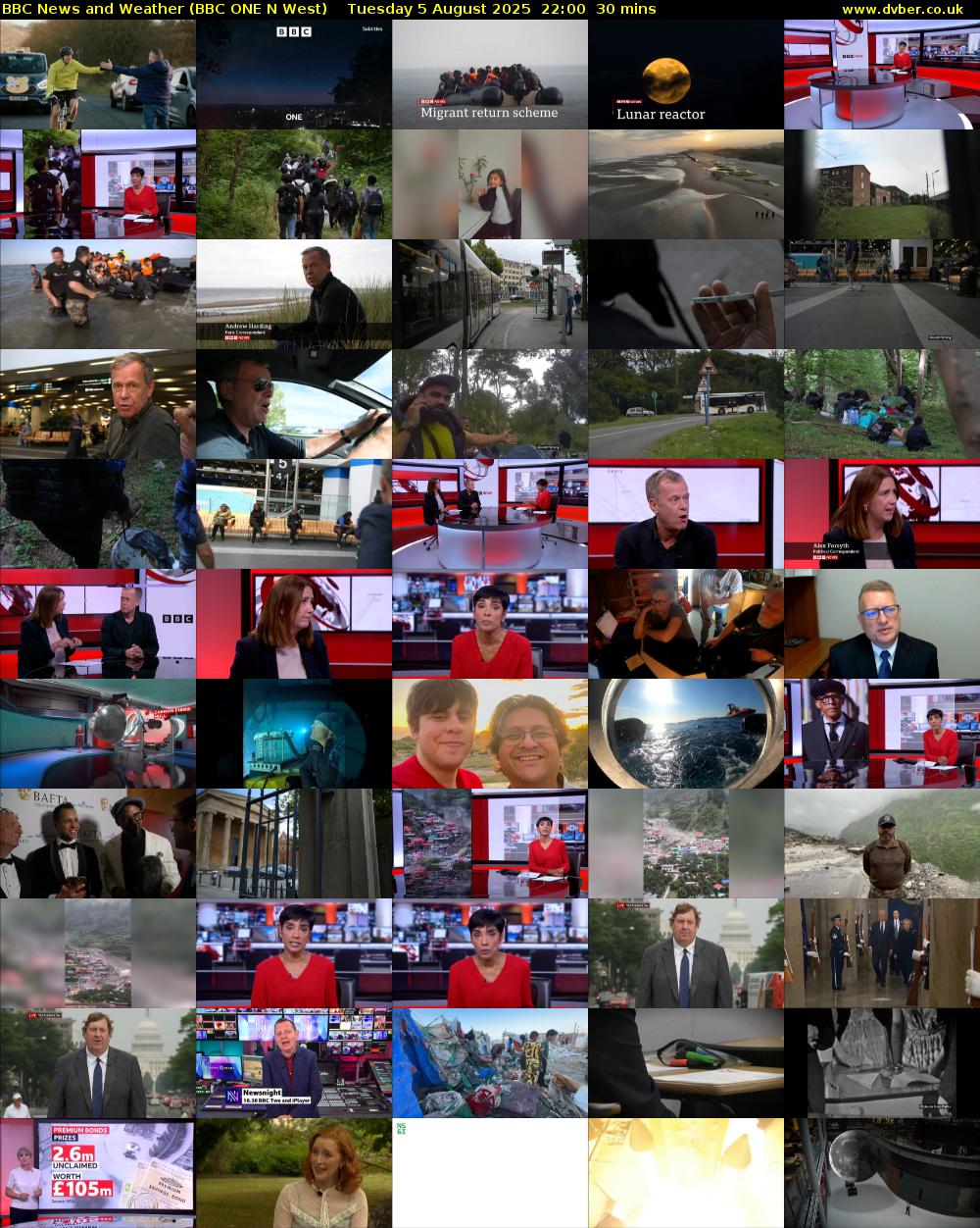 BBC News and Weather (BBC ONE N West) Tuesday 5 August 2025 22:00 - 22:30