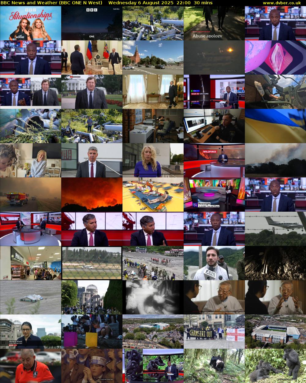BBC News and Weather (BBC ONE N West) Wednesday 6 August 2025 22:00 - 22:30