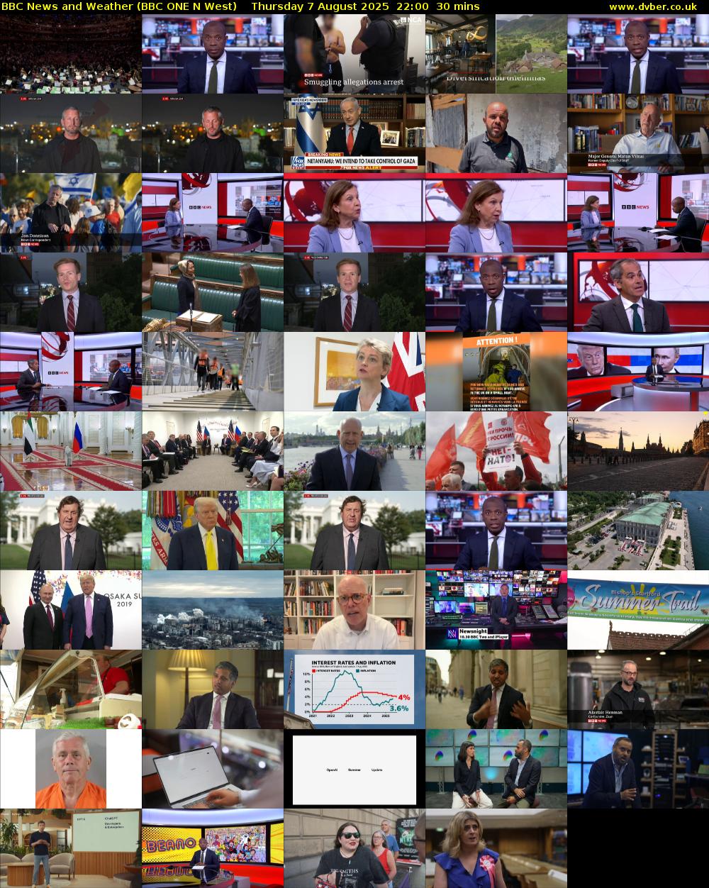BBC News and Weather (BBC ONE N West) Thursday 7 August 2025 22:00 - 22:30