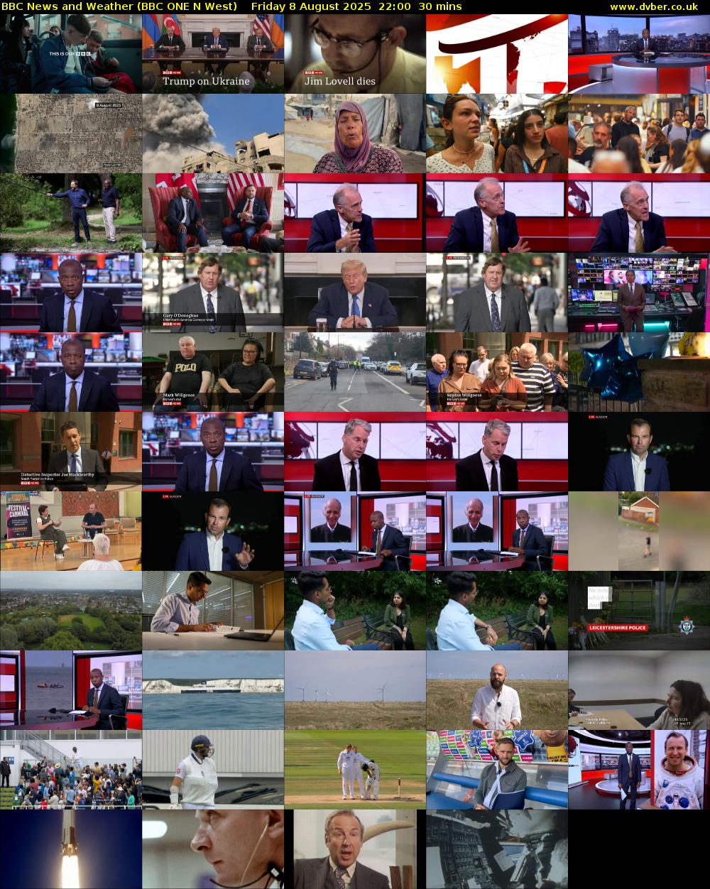 BBC News and Weather (BBC ONE N West) Friday 8 August 2025 22:00 - 22:30