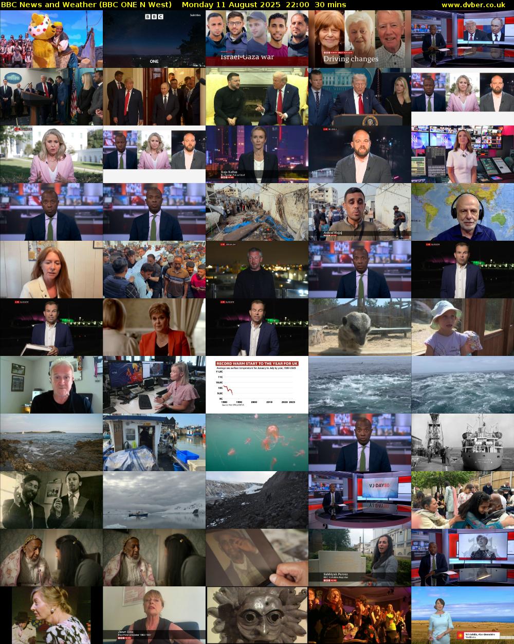BBC News and Weather (BBC ONE N West) Monday 11 August 2025 22:00 - 22:30