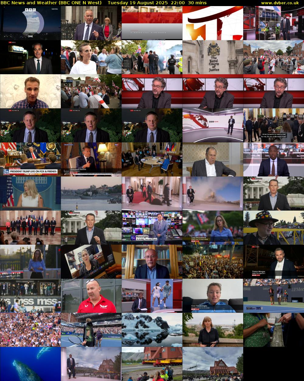 BBC News and Weather (BBC ONE N West) Tuesday 19 August 2025 22:00 - 22:30