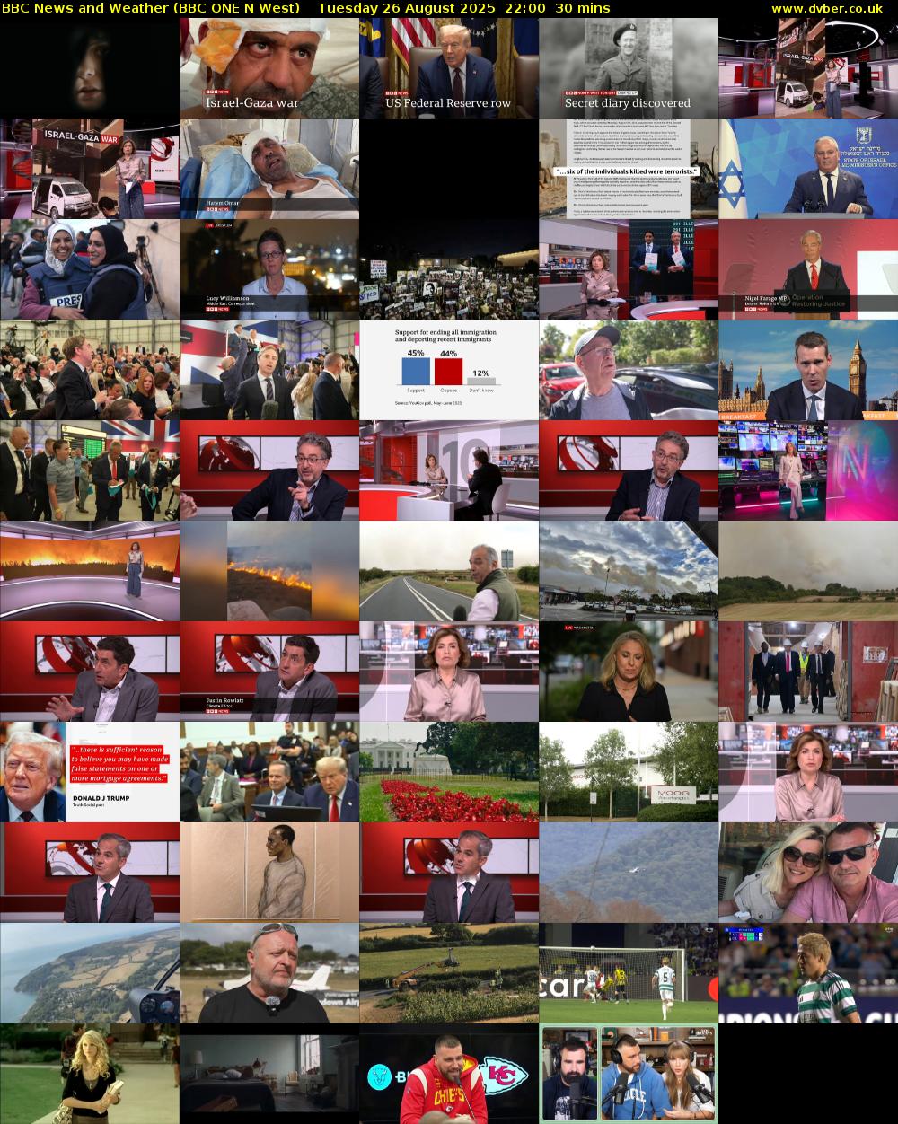 BBC News and Weather (BBC ONE N West) Tuesday 26 August 2025 22:00 - 22:30