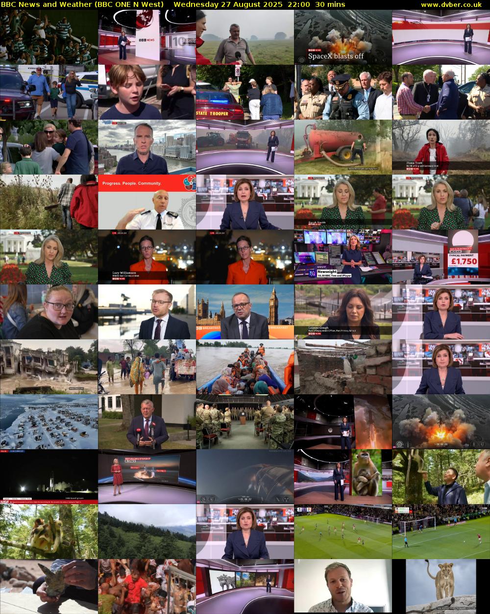 BBC News and Weather (BBC ONE N West) Wednesday 27 August 2025 22:00 - 22:30