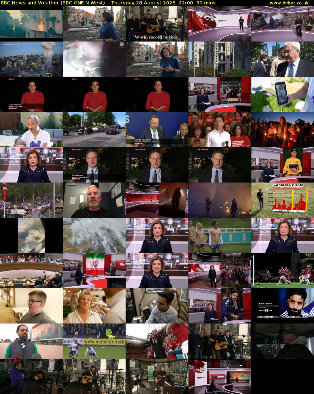 BBC News and Weather (BBC ONE N West) Thursday 28 August 2025 22:00 - 22:30