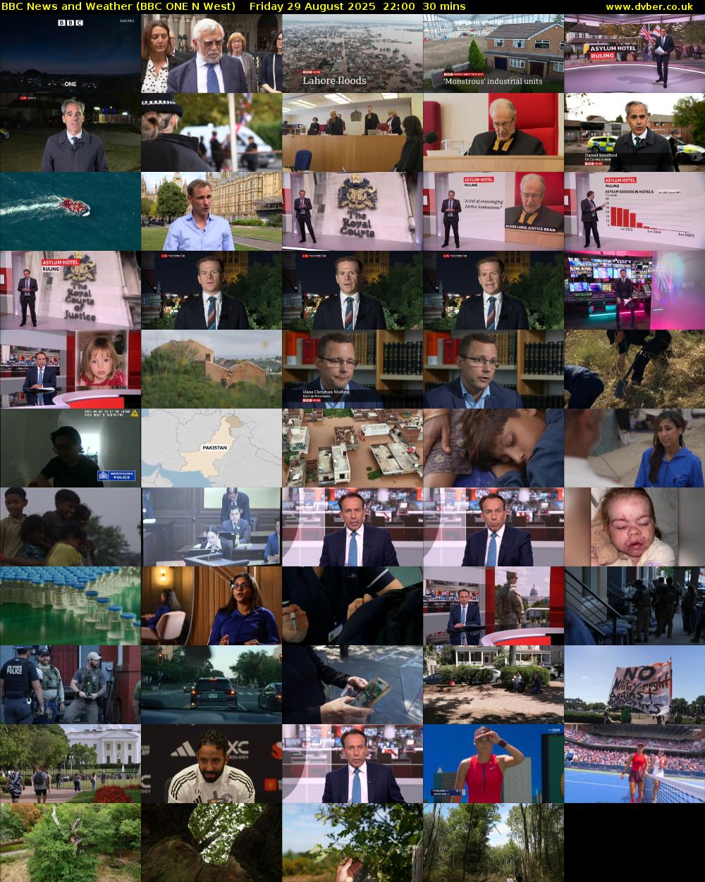 BBC News and Weather (BBC ONE N West) Friday 29 August 2025 22:00 - 22:30